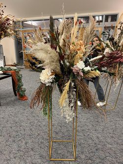 Wedding Flower Stand 40" Set With Complete Flower Boho Style Arrangement  Thumbnail