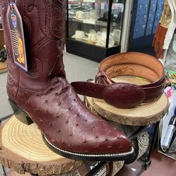 Botas Vaqueras De Piel Original Con Cinturón 