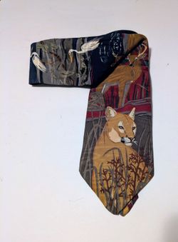 World Wildlife Fund Manhattan Menswear Tie Multicolor Brown Panther 100% Silk