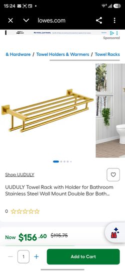 Gold Stainless Steel Wall Mount Towel Rack