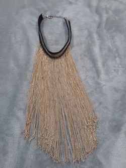 Choker with gold tone long chains