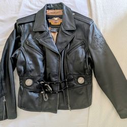 Harley Davidson Leather Jacket, Embossed, Women's Size Large