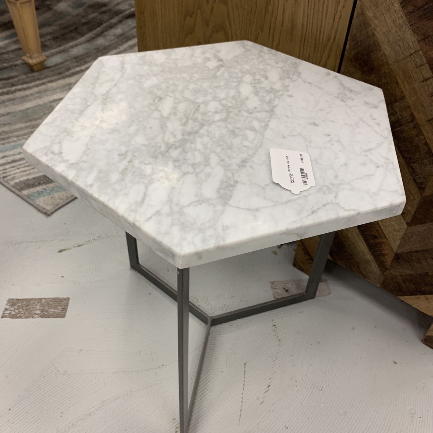 Hexagonal Marble Top End Table 