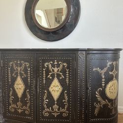 Accent Cabinet (4 Doors) And Mirror 