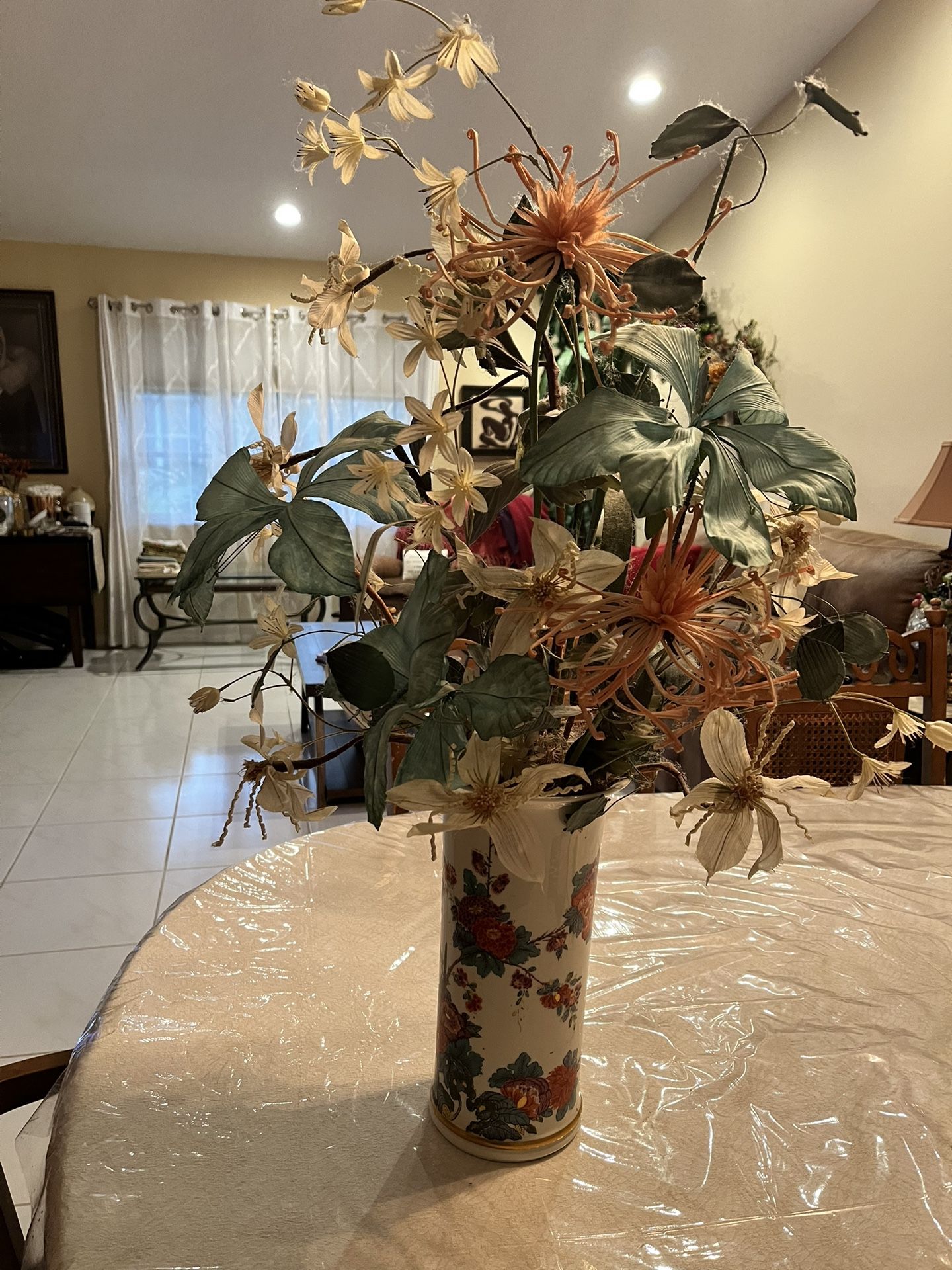 Silk Flowers In Lenox Vase
