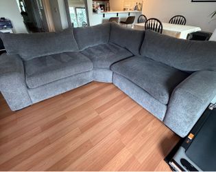 Gray 93” x 93” Deep-Seated Sectional Sofa – Very Comfortable
