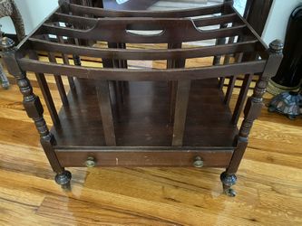 Antique Magazine Stand on Casters by Fine Arts Furniture Co