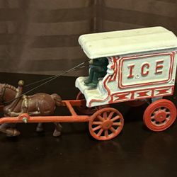Antique Cast Iron Horse And Ice Wagon