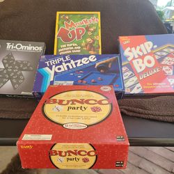 5 GAMES SKIP BO AND TRI-OMINOS ARE BRAND NEW THE REST IN GREAT CONDITION