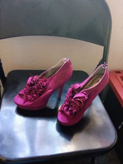 Charlotte Russe Pink Ruffle Peep-Toe Heels