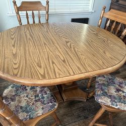 Solid Oak Dining Table With Chairs