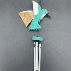 1993 Tiger Lily Designer Hummingbird Wind Chime Handmade, Hand painted 9.5”