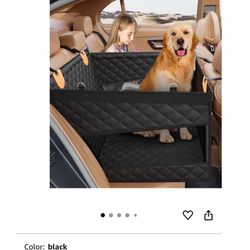 Large Dog Car Seat, Back Seat Extender for Dogs with 3 Mesh Windows, Waterproof Medium Carseat for Dogs with Hard Bottom, Pet Seat Cover for Cars, Tru