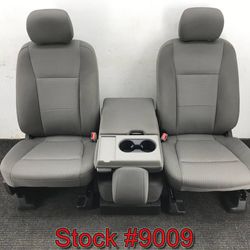 Gray Fabric Front Bucket Bench Console Seats For A 2018 Through 2020 Ford F150  BOTH POWER Stock #9009