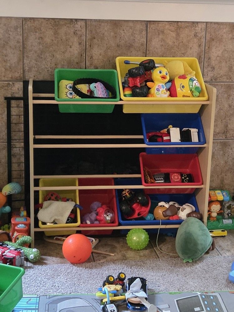 Kids Toy Bin Shelf