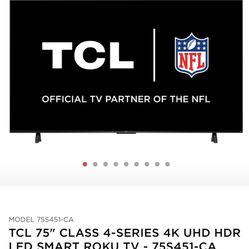 TCL 75” Class S4 Smart Tv