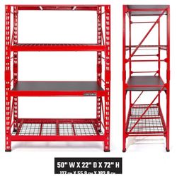 CRAFTSMAN 2-Shelf 3-Foot Tall Stackable Tool Chest Depth Storage Rack, 2-Pack, Red