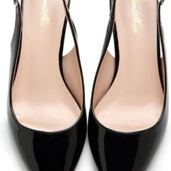 GENSHUO Low Kitten Heels Women's Slingback Dressy Pumps Pointed Closed Toe Ankle Strap Elegant Wedding Pumps Formal Comfortable Shoes