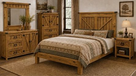 Hacienda Nogal Solid Wood Rustic King bedroom Set