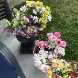 Free Outdoor Fake Flowers Plants, Pots
