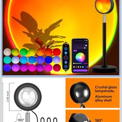 Sunset Lamp Projector with APP Control - 21 Color Changing LED Sunset Light, 180° Adjustable for Photography, Bedroom Decor, Party, Wedding, Mood Ligh