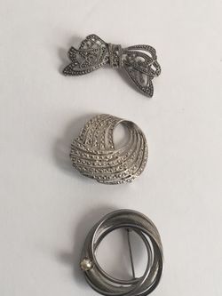 Lots Of 3 Silver Tone brooch ALL FOR $7