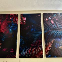 3 Large Tropical Canvas Paintings 