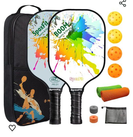 Brand New Pickleball Paddle Set Of 2,4 Balls,Carry Bag,Grip Tapes