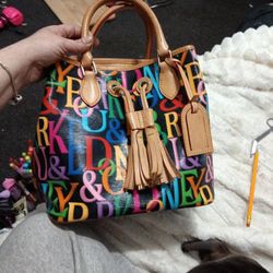 Dooney And Bourke Cinched Drawstring Graffiti Style Bag