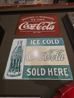 Coca-Cola Vintage Style Metal Signs Set of 2