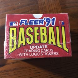 fleer 1991 Baseball Card Update Box  132 Trading Cards & 20 Logo Stickers