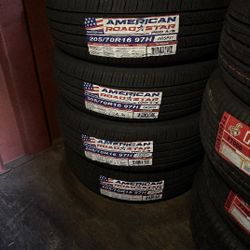 SET OF FOUR NEW TIRES 205/70/16 AMERICAN ROADSTAR INCLUDING MOUNT AND BALANCE, ASK ME FOR SIZES AND BRANDS 