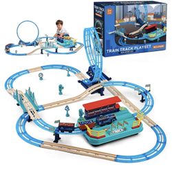 LWBDD Train Set for Kids Ages 4-8, Electric Toy Train Sets for 3+ Year Old Toddlers Boys Girls