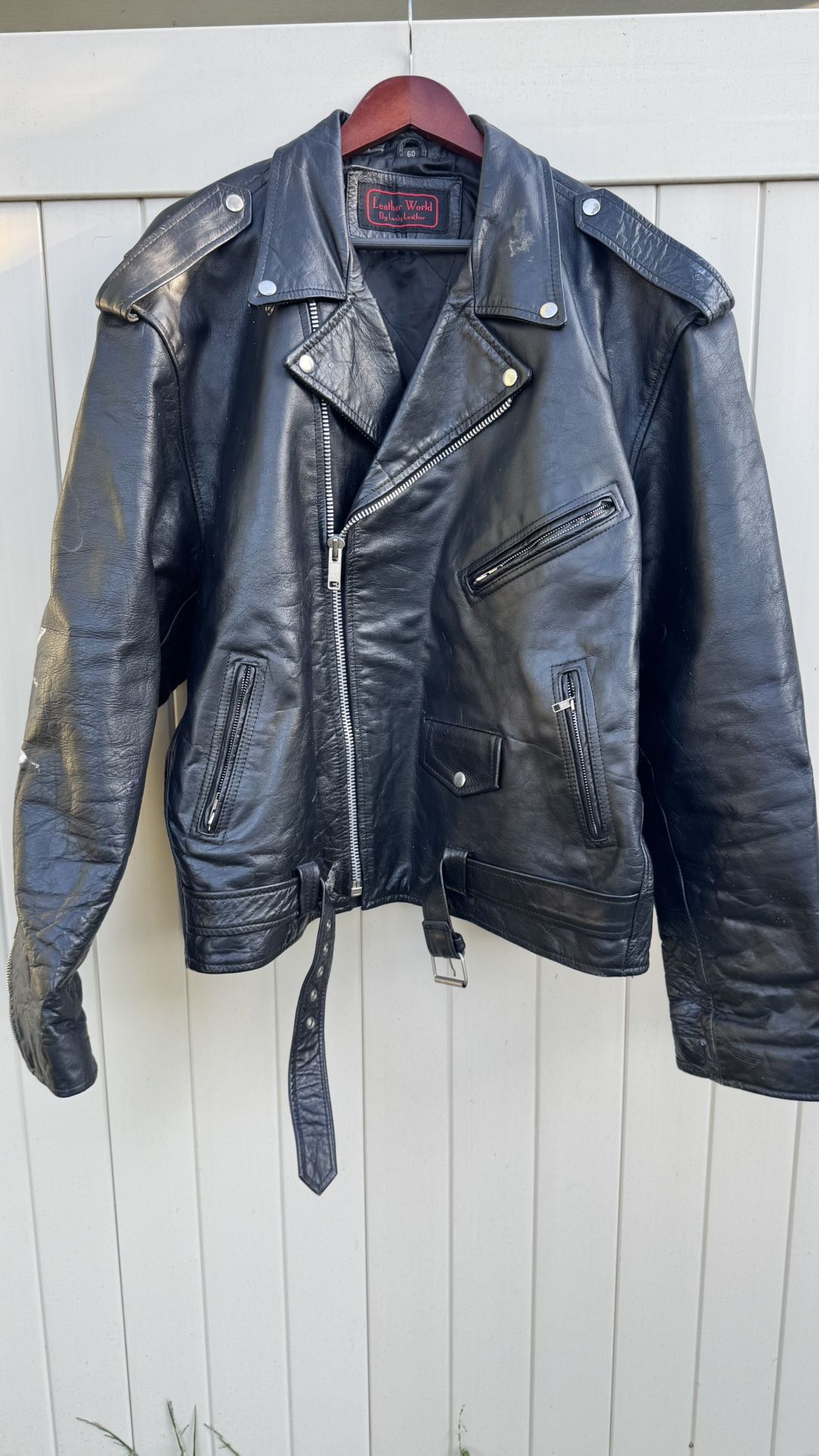 LEATHER Motorcycle Jacket, Vest (cut) & Chaps
