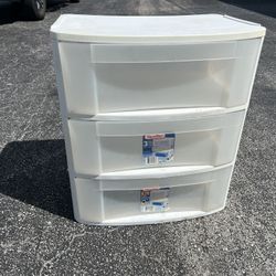 One Sterlite White Plastic 3 drawer Storage Bin! Great for garage misc storage or for clothes! 16x24x27in 