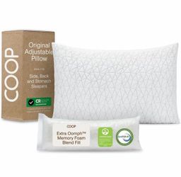 Coop Home Goods Original Adjustable Pillow, Queen Size Bed Pillow for Sleeping, Cross Cut Memory Foam Pillow - Medium Firm Back, Stomach and Side Slee