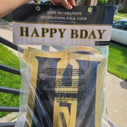 Happy Bday Sign 16in Letters Yard Decorations 