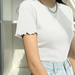 SHEIN White Frilly Detail Top