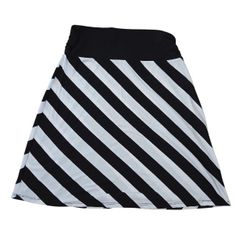 Faded Glory black/white diagonal stripe A-line skirt, M. EUC. 
