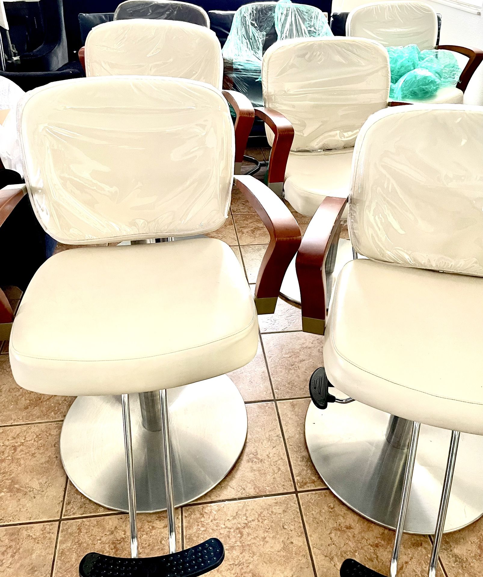 Styling Chair Pibbs Brand, Cream Color Upgraded Pump/base