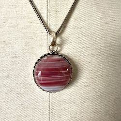 Sterling Silver Pink Pendant Necklace 