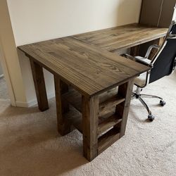 Hand-made Wood Desk And Chair