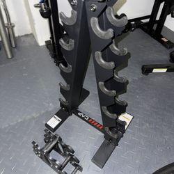 Two Racks: NEW CAP A Frame-Style Dumbbell Stand, Black (Holds 5 pairs) & Smaller One