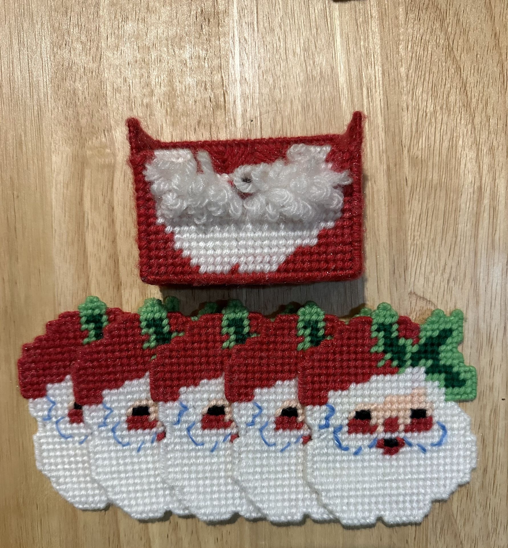 Set of 5 Santa Coasters with Holder