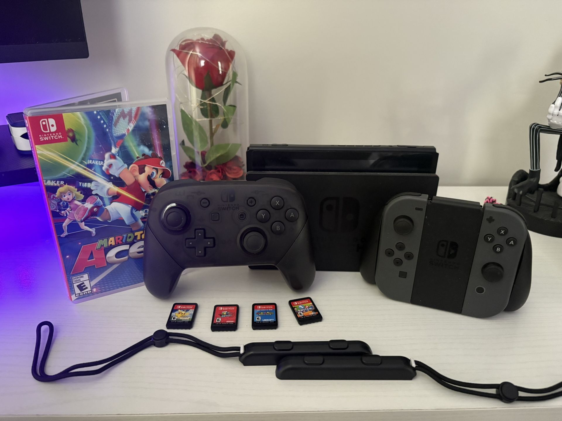Nintendo Switch With 2 Controllers And 4 Games