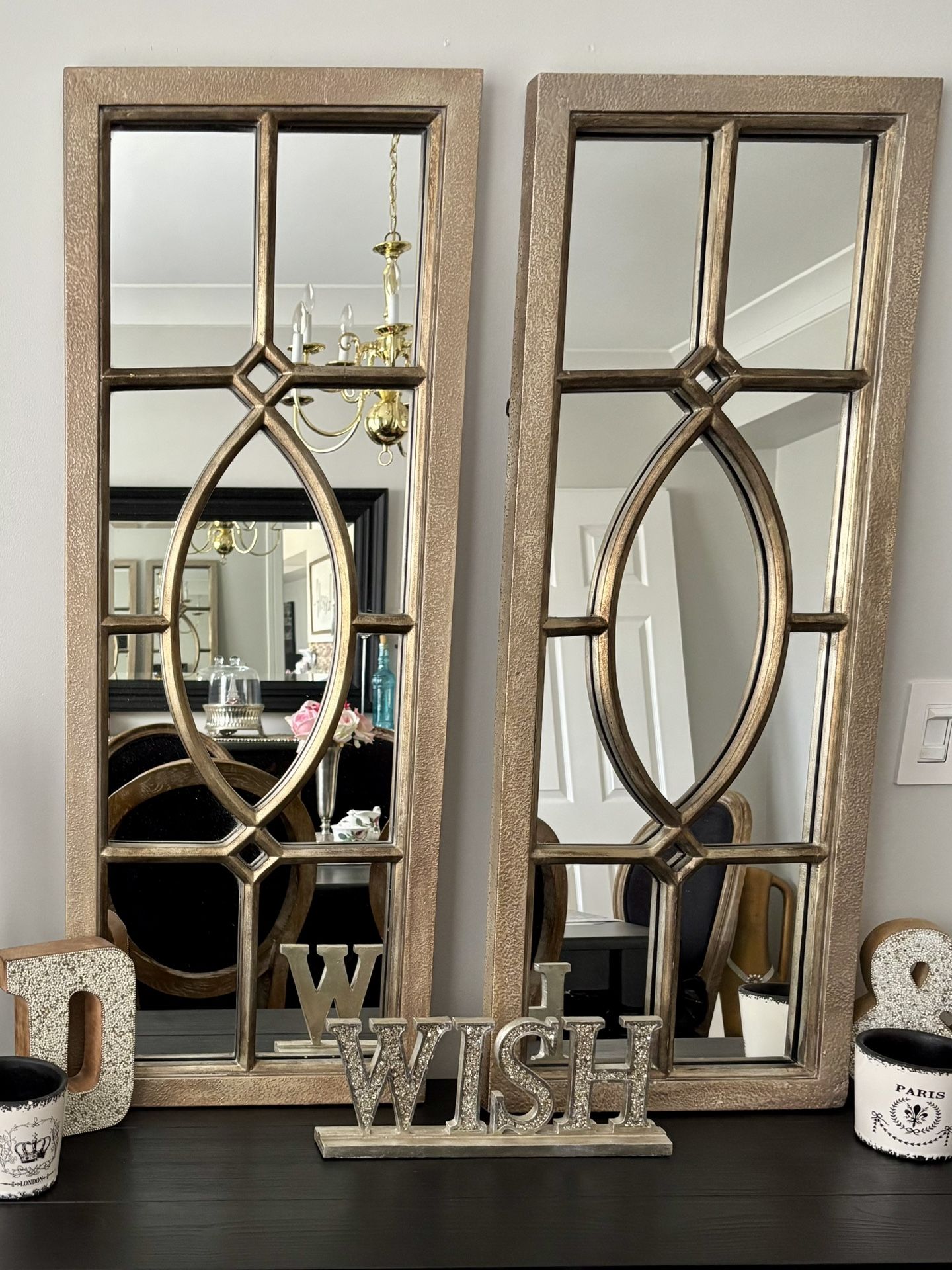 Set of 2 Luxury Gold Arch Window Wall Mirrors