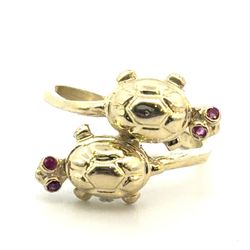 Woman’s Ladies 10k Yellow Gold Two Turtle Ring Size 7 GP3130309