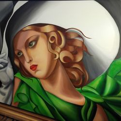 ART DECO Custom Framed Oil Painting On Canvas.