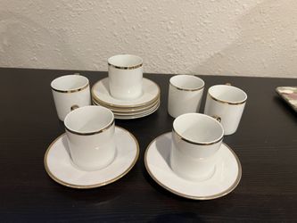 Espresso cup saucer 6 set porcelain