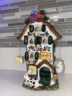 Vintage "Dairy" Village Elements Tea Light Candle Holder